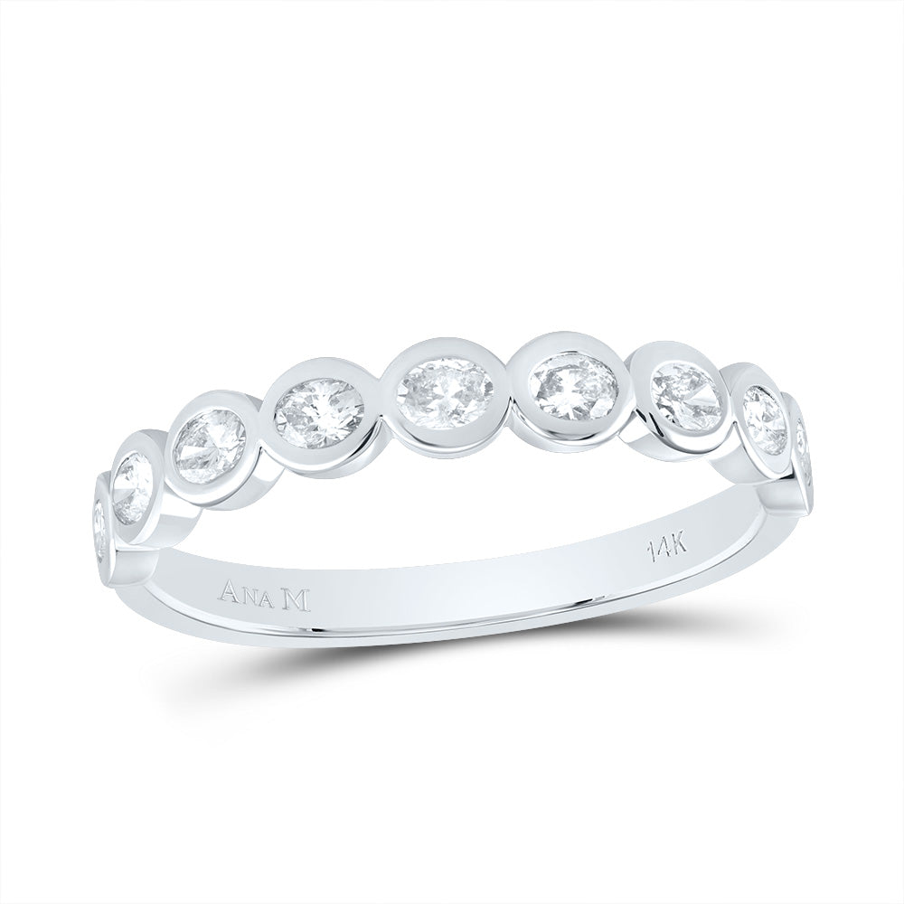 14kt White Gold 1/2 Cttw Diamond Ana M Fashion Oval Wedding Engagement Anniversary Band, Women Size: 5-9