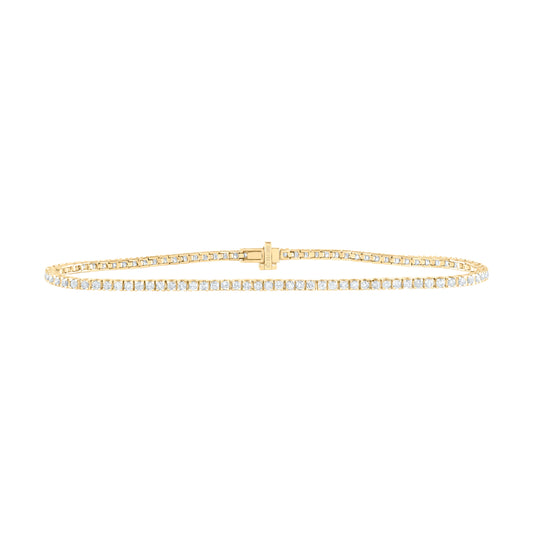 14kt Yellow Gold 1 1/3 Cttw Diamond Fashion Tennis Bracelet, Length: 7 Inch
