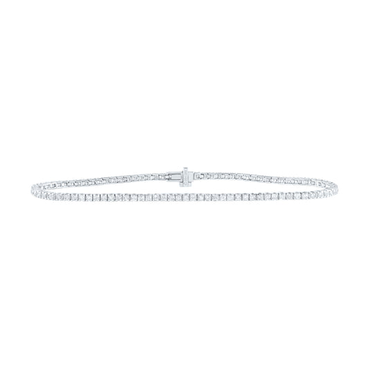 14kt White Gold 1 1/3 Cttw Diamond Fashion Tennis Bracelet, Length: 7 Inch