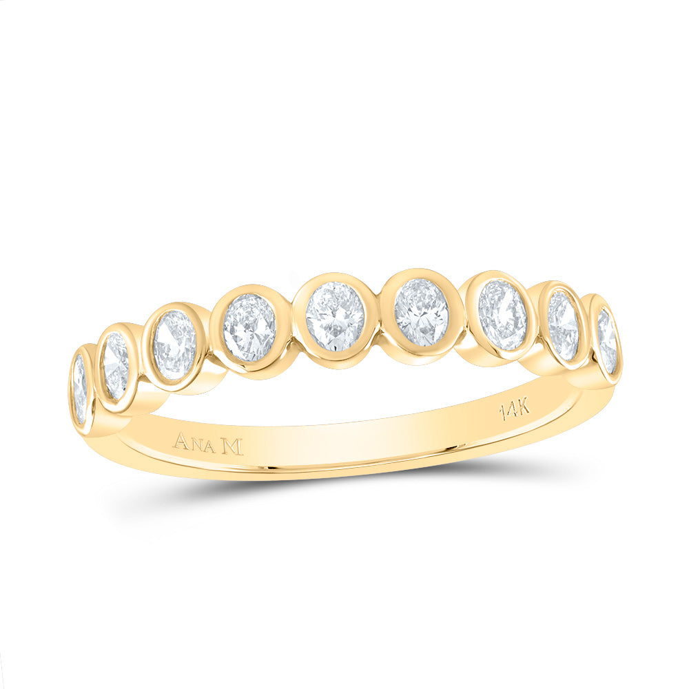 14kt Yellow Gold 1/2 Cttw Diamond Ana M Fashion Oval Wedding Engagement Anniversary Band, Women Size: 5-9