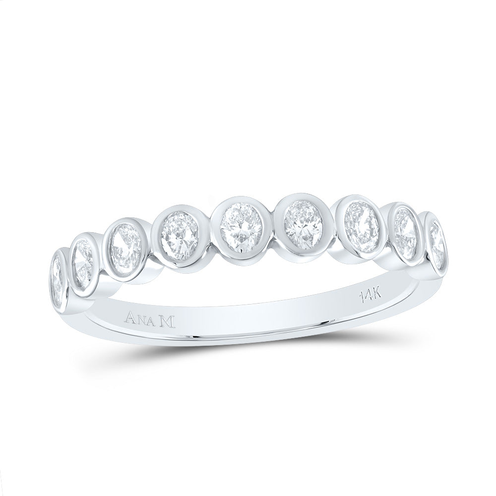 14kt White Gold 1/2 Cttw Diamond Ana M Fashion Oval Wedding Engagement Anniversary Band, Women Size: 5-9