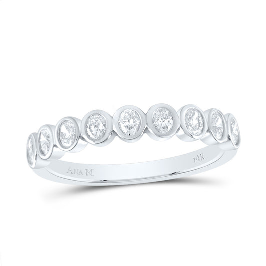 14kt White Gold 1/2 Cttw Diamond Ana M Fashion Oval Wedding Engagement Anniversary Band, Women Size: 5-9