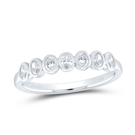 14kt White Gold 1/3 Cttw Diamond Ana M Fashion Oval Wedding Engagement Anniversary Band, Women Size: 5-9