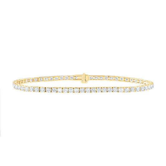 14kt Yellow Gold 3 1/3 Cttw Diamond Fashion Tennis Bracelet, Length: 7 Inch