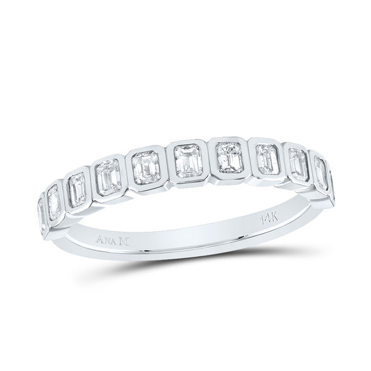 14kt White Gold 5/8 Cttw Diamond Ana M Fashion Octagon Wedding Engagement Anniversary Band, Women Size: 5-9