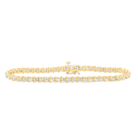 14kt Yellow Gold 2 1/5 Cttw Diamond Fashion Tennis Bracelet, Length: 7 Inch