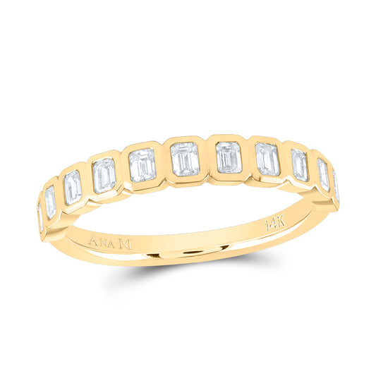 14kt Yellow Gold 5/8 Cttw Diamond Ana M Fashion Octagon Wedding Engagement Anniversary Band, Women Size: 5-9