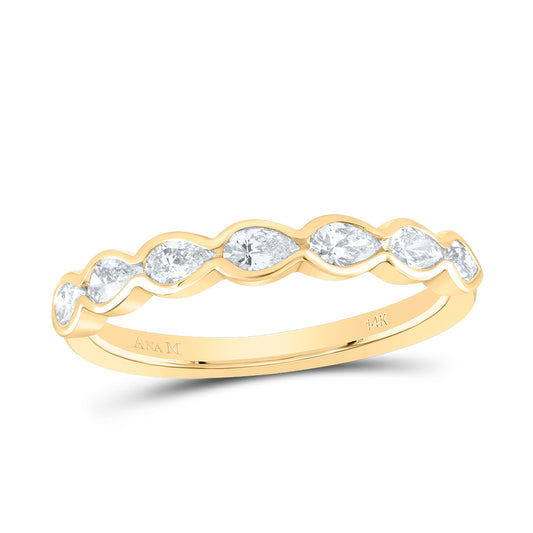 14kt Yellow Gold 5/8 Cttw Diamond Ana M Fashion Pear Wedding Engagement Anniversary Band, Women Size: 5-9