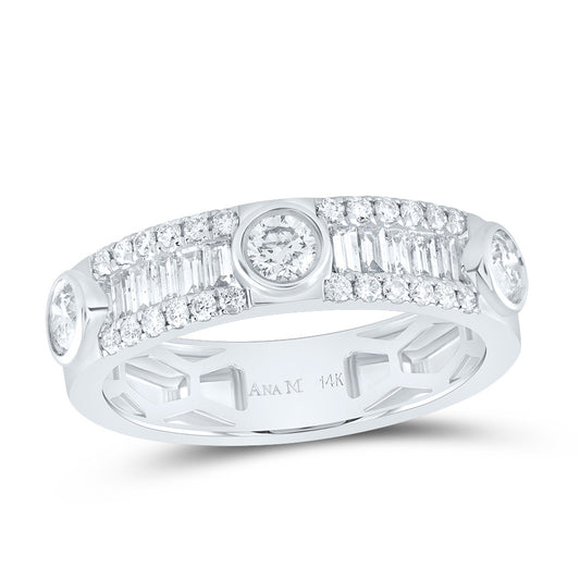 14kt White Gold 3/4 Cttw Diamond Ana M Wedding Engagement Fashion Band, Women Size: 5-9