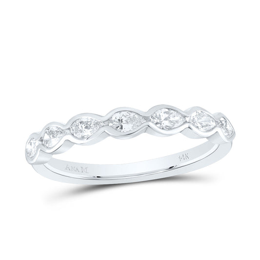 14kt White Gold 5/8 Cttw Diamond Ana M Fashion Pear Wedding Engagement Anniversary Band, Women Size: 5-9