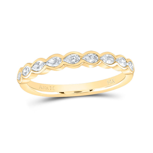 14kt Yellow Gold 3/8 Cttw Diamond Ana M Fashion Pear Wedding Engagement Anniversary Band, Women Size: 5-9