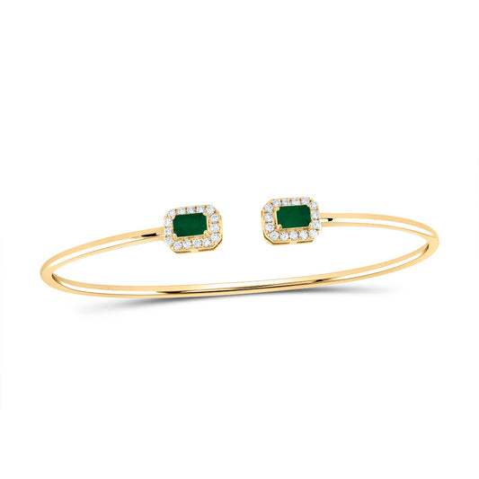 14kt Yellow Gold 1/4 Cttw Diamond Ana M 5x3mm Emerald Emerald Natural Gem Bangle