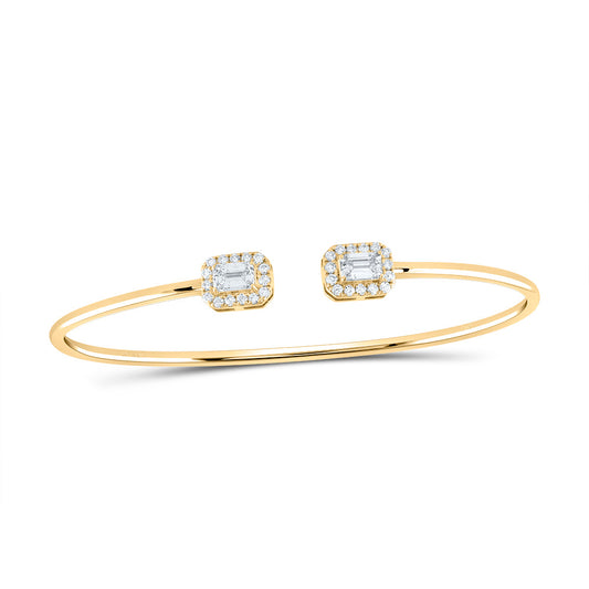 14kt Yellow Gold 7/8 Cttw Diamond Ana M and 1/3 Cttw Emerald Fashion Bangle