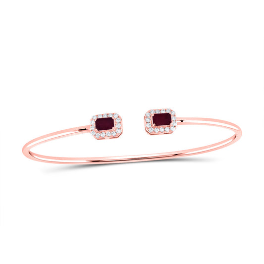 14kt Rose Gold 1/4 Cttw Diamond Ana M 5x3mm Emerald Ruby Natural Gem Bangle