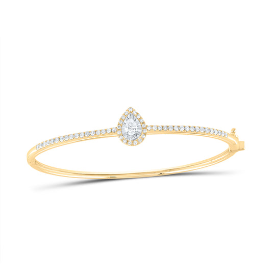 14K Yellow Gold 5/8 Ctw Natural Diamond 1/5 Ct-Cps Fashion Pear Bangle