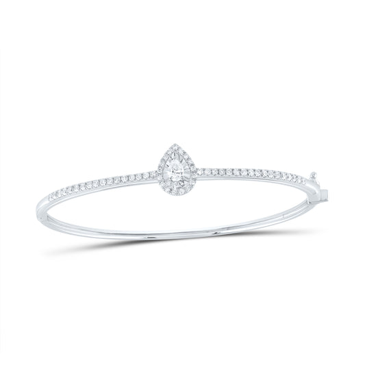 14kt White Gold 5/8 Cttw Diamond Ana M and 1/5 Cttw Pear Fashion Pear Bangle