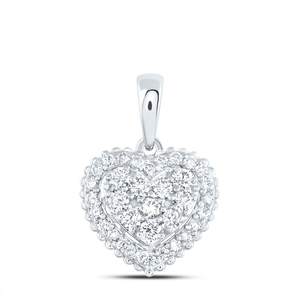 14kt White Gold 1/2 Cttw Natural Diamond Ana M Fashion Heart Pendant