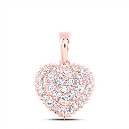 14kt Rose Gold 1/2 Cttw Natural Diamond Ana M Fashion Heart Pendant