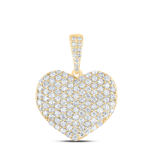 14kt Yellow Gold 1 1/3 Cttw Natural Diamond Ana M Fashion Heart Pendant