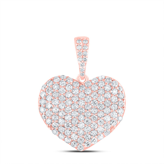 14kt Rose Gold 1 1/3 Cttw Natural Diamond Ana M Fashion Heart Pendant