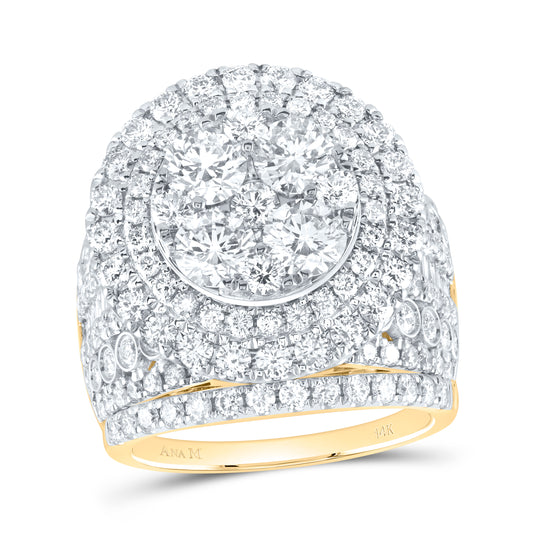 14kt Yellow Gold 4 3/4 Cttw Diamond Ana M Round Single Halo Wedding Engagement Anniversary Bridal Set, Women Size: 5-9