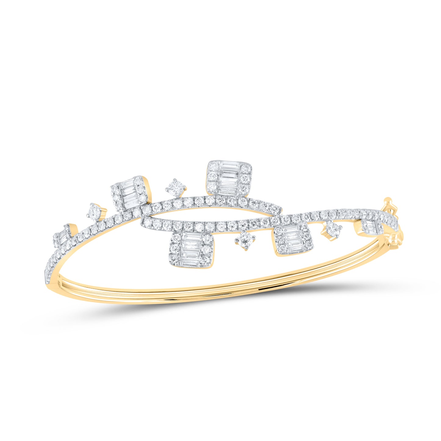 14K Yellow Gold 2 1/2Ctw Natural Diamond Ana M Fashion Bangle(50X60Mm)
