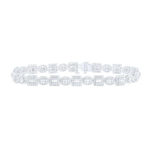 14kt White Gold 4 Cttw Diamond Am Fashion Men's Bracelet, Length: 8 Inch