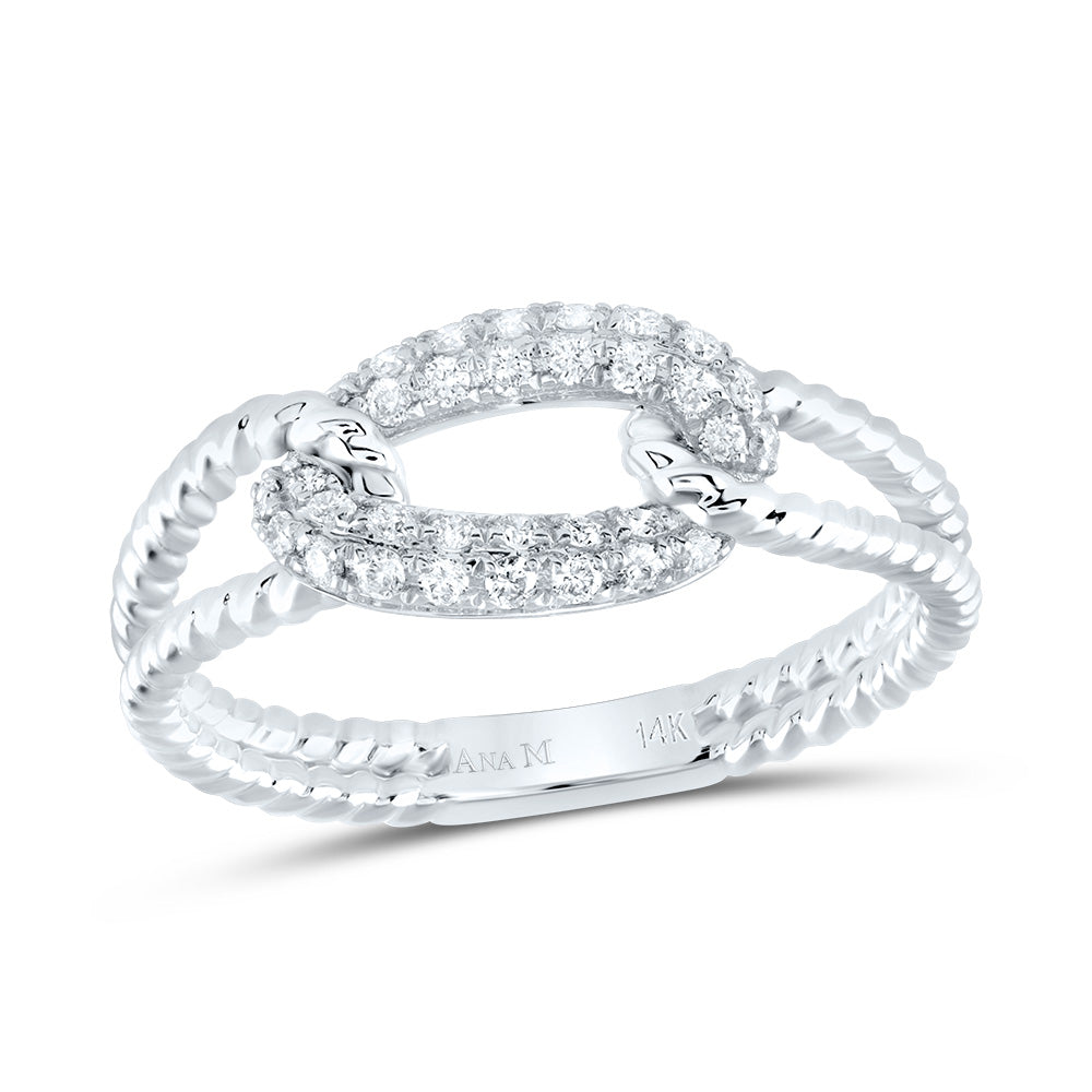 14kt White Gold 1/5 Cttw Diamond Ana M Bridal Wedding Engagement Anniversary Ring, Women Size: 5-9