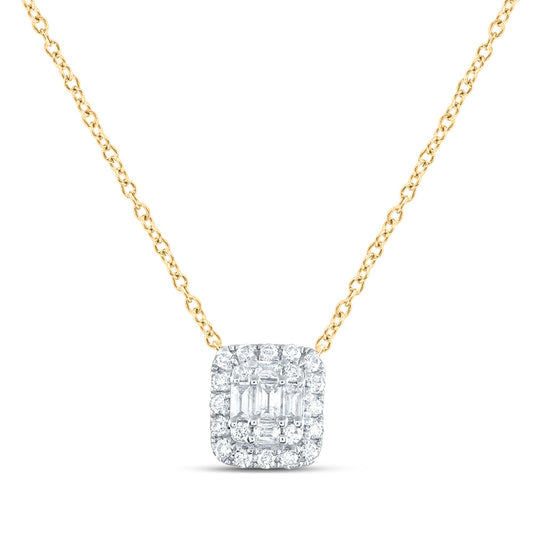 14kt Yellow Gold 1/3 Cttw Diamond Ana M Fashion Cushion Necklace, Length: 18 Inch