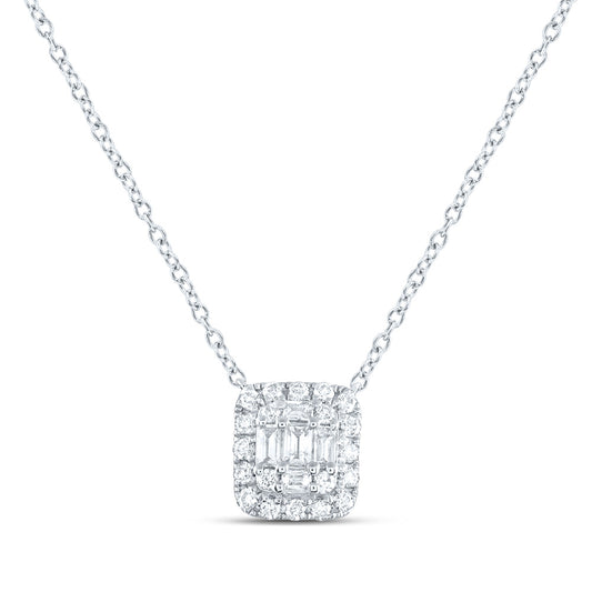 14kt White Gold 1/3 Cttw Diamond Ana M Fashion Cushion Necklace, Length: 18 Inch