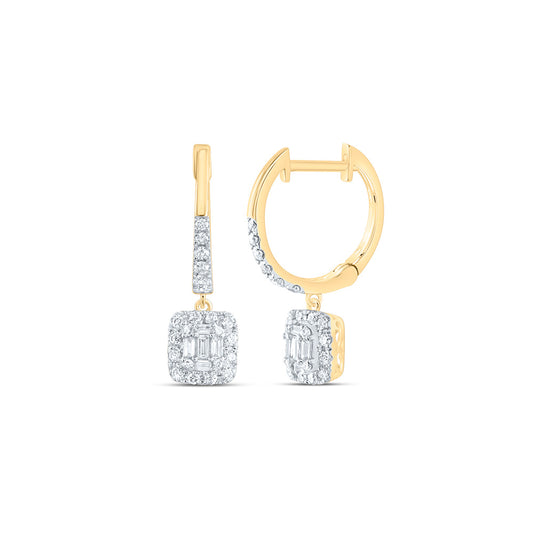 14kt Yellow Gold 1/2 Cttw Diamond Ana M Fashion Cushion Dangling Earring