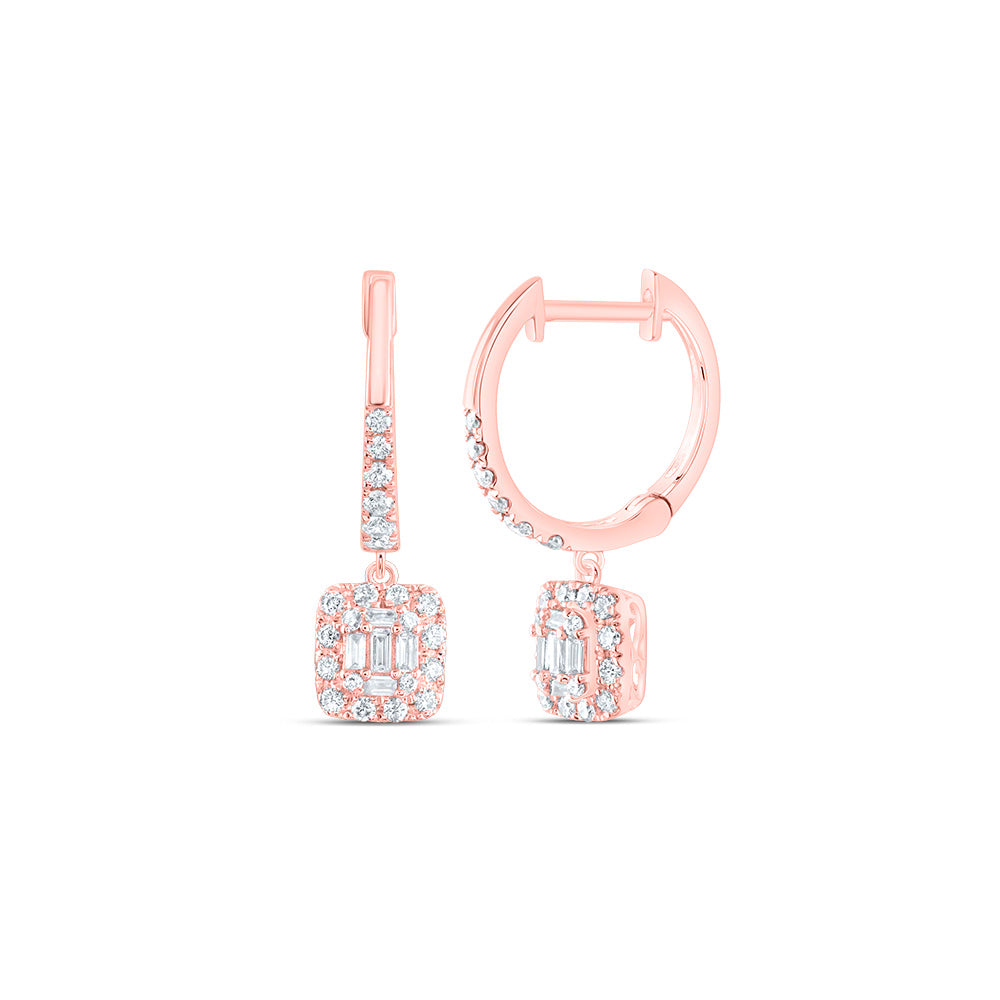 14kt Rose Gold 1/2 Cttw Diamond Ana M Fashion Cushion Dangling Earring