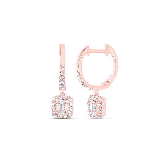 14kt Rose Gold 1/2 Cttw Diamond Ana M Fashion Cushion Dangling Earring