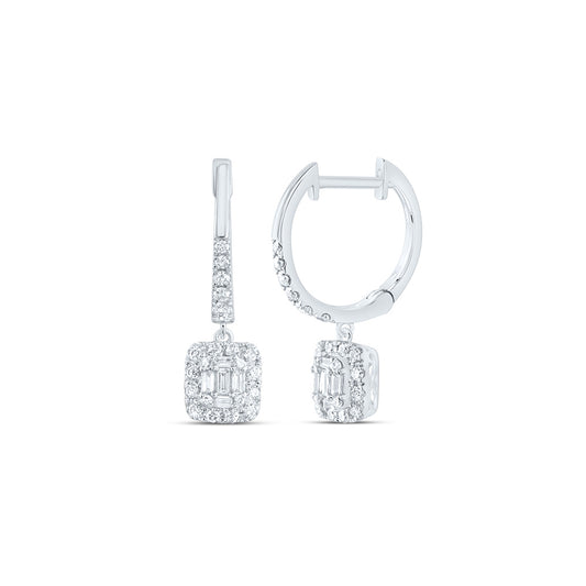 14kt White Gold 1/2 Cttw Diamond Ana M Fashion Cushion Dangling Earring