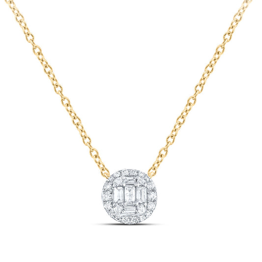 14kt Yellow Gold 1/4 Cttw Diamond Ana M Fashion Round Necklace, Length: 18 Inch