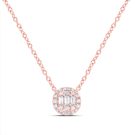 14kt Rose Gold 1/4 Cttw Diamond Ana M Fashion Round Necklace, Length: 18 Inch