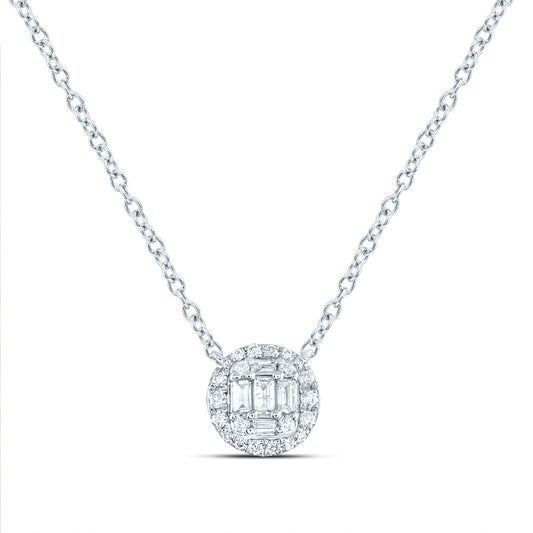 14kt White Gold 1/4 Cttw Diamond Ana M Fashion Round Necklace, Length: 18 Inch