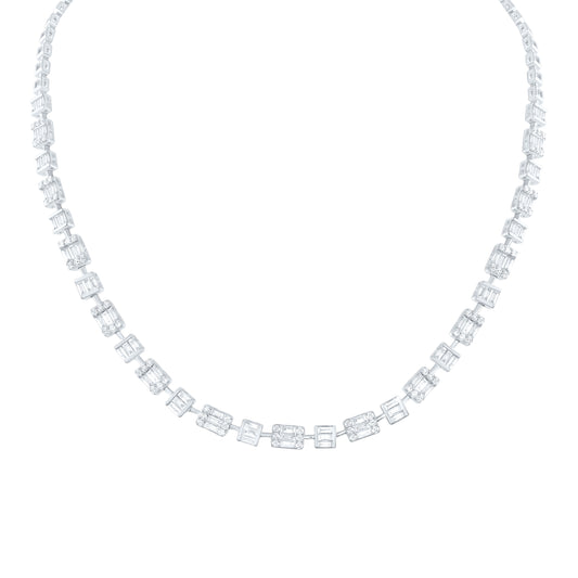 14kt White Gold 5 Cttw Diamond Ana M Fashion Baguette Necklace, Length: 18 Inch