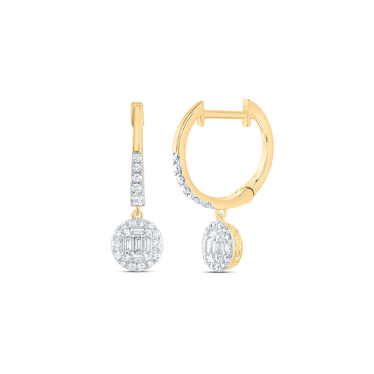 14kt Yellow Gold 3/8 Cttw Diamond Ana M Fashion Round Dangling Earring