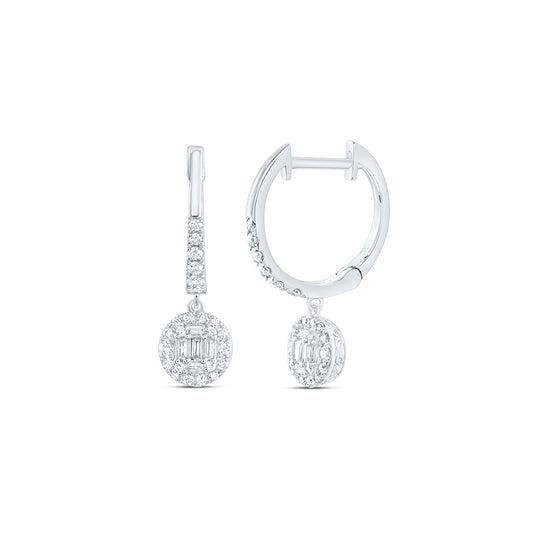 14kt White Gold 3/8 Cttw Diamond Ana M Fashion Round Dangling Earring