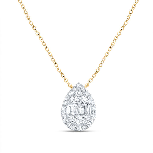 14kt Yellow Gold 1/2 Cttw Diamond Ana M Fashion Pear Necklace, Length: 18 Inch