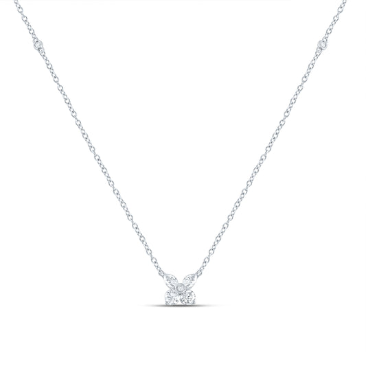 14kt White Gold 1/3 Cttw Diamond Ana M Fashion Flower Necklace, Length: 18 Inch