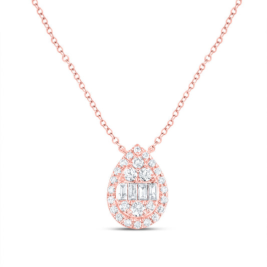 14kt Rose Gold 1/2 Cttw Diamond Ana M Fashion Pear Necklace, Length: 18 Inch