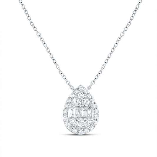14kt White Gold 1/2 Cttw Diamond Ana M Fashion Pear Necklace, Length: 18 Inch