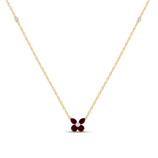 14kt Yellow Or White Or Rose Gold Diamond Ana M and-marquise, Round Natural Gem Necklace, Length: 18 Inch