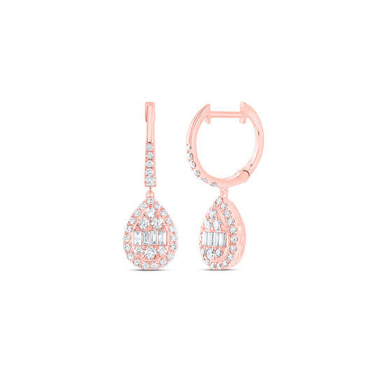 14kt Rose Gold 3/4 Cttw Diamond Ana M Fashion Pear Dangling Earring