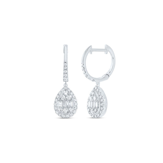 14kt White Gold 3/4 Cttw Diamond Ana M Fashion Pear Dangling Earring