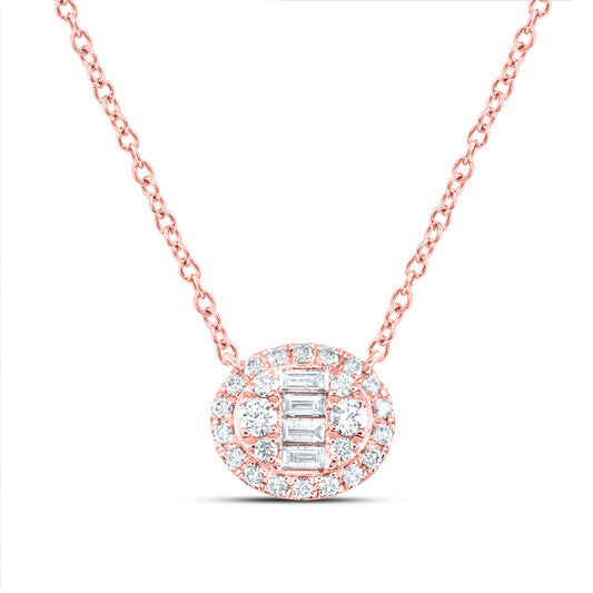 14kt Rose Gold 3/8 Cttw Diamond Ana M Fashion Oval Necklace, Length: 18 Inch