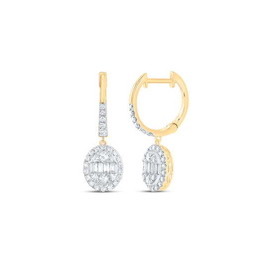 14kt Yellow Gold 3/4 Cttw Diamond Ana M Fashion Oval Dangling Earring