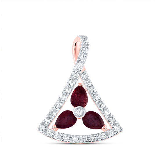 14kt Rose Gold 1/5 Cttw Diamond Ana M and 1/2 Cttw-ps Ruby Natural Gem Pendant
